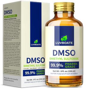 DMSO 99.9% Pharma Grade, Pure Liquid Dimethyl Sulfoxide 8 fl.oz in Glass Bottle, Non-Diluted, Low Odor