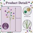 3 x 8 Pcs Carnival Decorations,15" Carnival Glitter Tree Picks Stems Ornaments Table Centerpieces Decor,Artificial Purple Gold Green Berry Flowers Branches Sprays for Carnival Party Home Decor