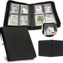 Toploader Binder, HYMENEX Top Loader Card Storage Holds 96 Cards, 4 Pocket Top Loader Card Binder for Trading Cards 3" x 4" Rigid Card Holders and Sports Cards - Classic Black