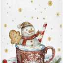 Pfrewn Christmas Winter Hand Towels for Bathroom Gingerbread Cookie in Cup Kitchen Dish Hanging Towels Golden Snowflakes Snowy Shower Guest Towel Xmas Holiday Decor 16x30 in