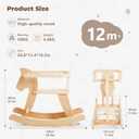 labebe - Wooden Rocking Horse, Baby Wooden Ride On Toys for 12M+, Classic Rocker Toy with Removable Fence, Toddler Riding Toy Indoor/Outdoor, Nursery Birthday Gift (Natural)