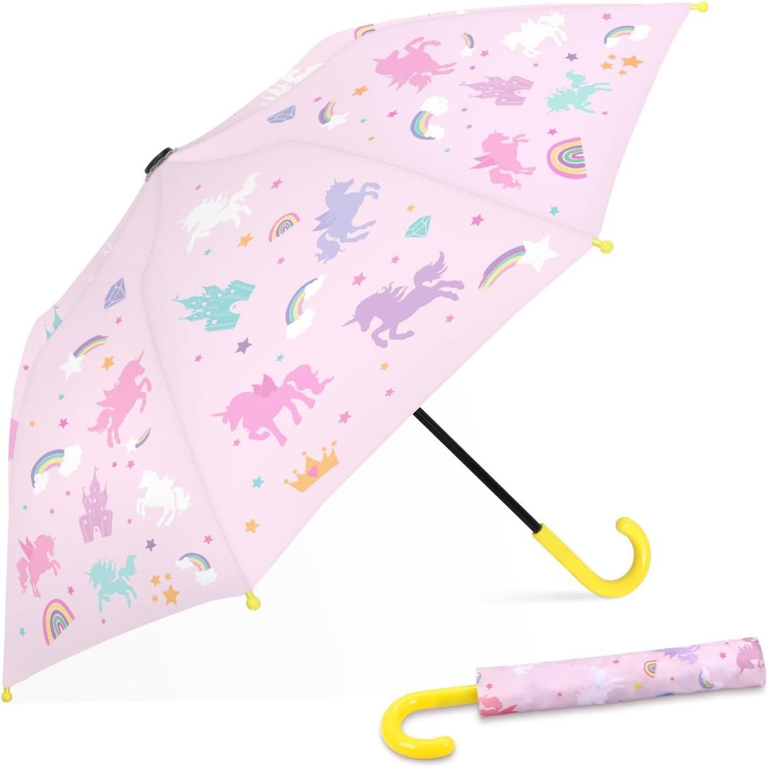 Kids Umbrella for Rain,Easy Open Windproof Compact Umbrella for Toddler Girls Boys,Durable & Portable, Ideal for Outdoor School Travel