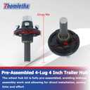 4 Sets Trailer Axle Kits with 4 on 4 Bolt Idler Hub and 1 Round BT8 Spindle