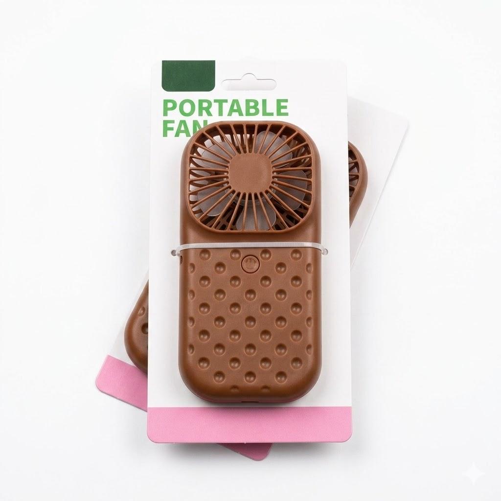 Portable Neck Fan Mini Quiet Handheld Personal Foldable USB Rechargeable Fan Operated for Home Office Outdoor Travel, Hands Free Necklace Fans, Brown Set of 2