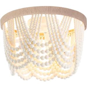 Boho Wood Beaded Chandelier, Flush Mount Ceiling Light,Farmhouse Rustic Jute Wooden Bead Chandeliers Fixture for Drawing RoomBedroom,Hallway, Entryway,Dining Room(3-Light) Boho Wood Beaded Chandelier, Flush Mount Ceiling Light,Farmhouse Rustic Jute Wooden Bead Chandeliers Fixture for Drawing RoomBedroom,Hallway, Entryway,Dining Room(3-Light)