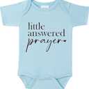 BIBIBLISSBABY Pregnancy Announcement for Grandparents Gift, Little Answered Prayer Infant Reveal Ideas, Newborn Pregnancy Announcement Outfit (0-3month, Slate)