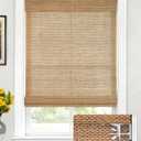LazBlinds No Drill Bamboo Roman Shades, 35" W x 64" H, Star-Brown