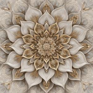 10PCS 12x12 Inch Peel and Stick Floor Tiles Self Adhesive Vinyl Flooring Tile Cream Gold Mandala Removable Decals Bathroom Kitchen Laundry DIY Home Decoration