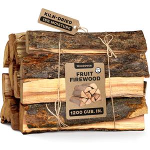 15" Apple & Cherry Firewood Logs - Kiln-Dried Firewood for Fire Pit, Seasoned Wood for Fireplace, Campfire & Pizza Oven - Split Wood for Solo Stove - 1200 cu. in., 15-20lb