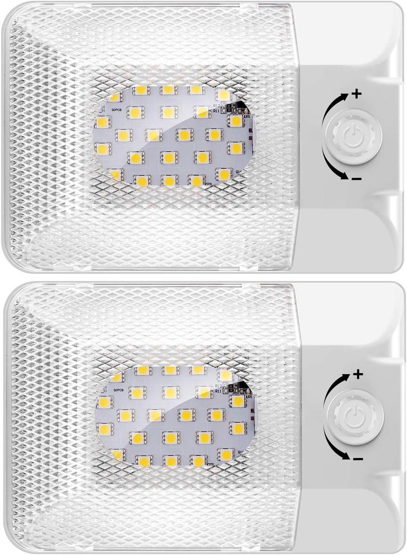 2 Pack Super Bright DC 12V Dimmable LED RV Ceiling Dome Light 450LM RV Interior Lighting Trailer Camper RV Lights Interior for Camper RV Trailer Boat