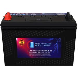 Mighty Max Battery MM-G31 Start and Stop Car BCI Group 31 12V 100AH, 140RC, 900 CCA, Rechargeable AGM Car battery