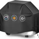 BBQ Gas Grill Cover for Outdoor, Anti-UV, Rip-Proof, 600D Oxford Fade Resistant Material, Barbecue Cover with Hook and Loop Straps & Adjustable Hem Drawstring (Black, 60”x24”x44”)