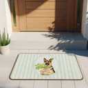 St. Patrick's Day German Shepherd Doormat, Irish Shamrock German Shepherd Dog Door Mat for Inside Outside Entrance Porch, Green Striped Clover Dog Welcome Mats, 17x30 Inches