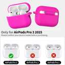2 x RFUNGUANGO for AirPods Pro 3 Case 2025 with Cleaner Kit and Keychain, Soft Silicone Protective Cover for Apple AirPods Pro 3rd Generation Case, Support Wireless Charging, Rose Red