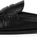 QIY Mules for Women Penny Loafers Comfortable Dressy Slip on Backless Flats Slides Slippers Walking Casual Office Shoes (8, Black)
