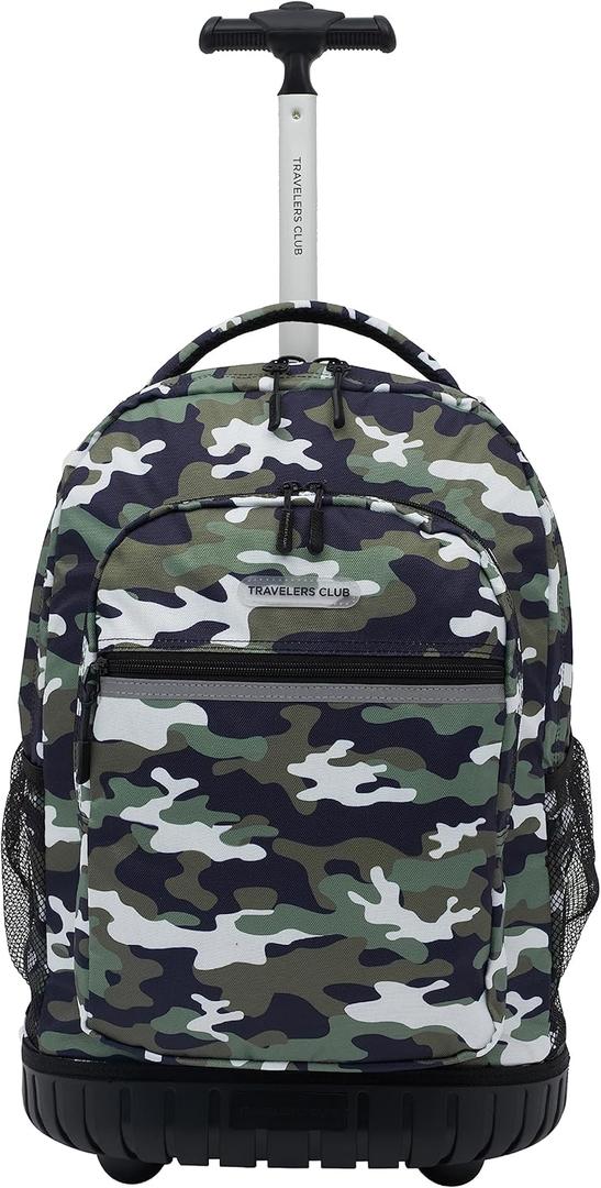 Travelers Club Rolling Backpack, Camo, 18 Inch