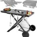 Portable Grill Cart for Blackstone 17" & 22" Griddle, Foldable Grill Table with Propane Tank Holder, Outdoor Portable BBQ Grill Stand for Backyard, Camping, Tailgating