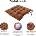 6 x 6 Pack Square Seat Cushion Chair Pads for Kitchen Dining Chairs, Soft Comfort Velvet Chair Mat Pillow Cushions with Ties for Office Desk Living Room Tatami 15.5", Coffee