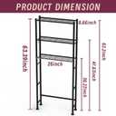 3-Tier Over The Toilet Storage Cabinet with Paper Holder and 4 Hooks, Metal Over Toilet Bathroom Organizer and Storage Shelf, Bathroom Shelves for Living Room/Laundry/Balcony(Black)