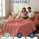LANE LINEN 100% Organic Cotton Full Sheets Set, 4-Piece Pure Organic Cotton Percale Sheets, Long Staple Cotton Sheet, Ultra Soft Bedding Sheets, Breathable,Fits Mattress Upto 15" Deep - Rose Dawn