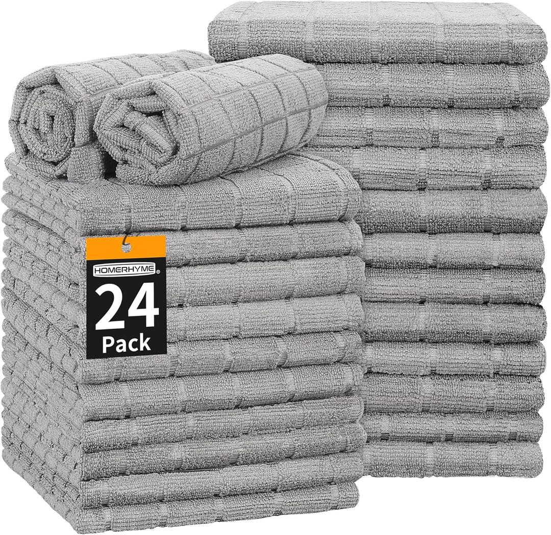 HOMERHYME Hand Towels for Bathroom, 24 Pack 25''*15'' Microfiber Grey Bath Hand Towels, Quick Dry Lint Free Soft Absorbent Bulk Washcloths Decorative Fingertip Towels for Hotel Travel Kitchen