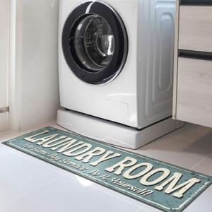 Ottomanson 20" x 59" Laundry Room Rug - Non-Slip Mat for Laundry & Mudroom - Durable, Stain-Resistant, and Easy to Clean - Perfect for High-Traffic Areas - Runner Rug for Entryway Bathroom, Blue