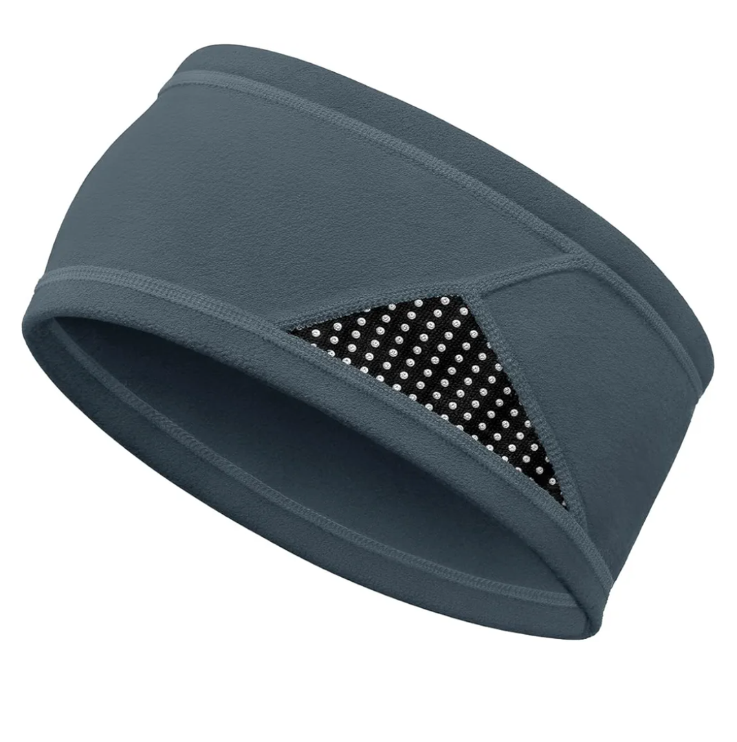 Winter Headbands for Men Women, Reflective Fleece Ear Warmers, Non-Slip Sports Headbands for Running, Cycling, and Daily Wear, Gray