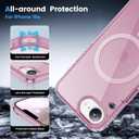 for iPhone 16e Case Clear, Compatible with Magsafe, Anti-Yellowing, Military-Grade Protection, Shockproof Slim Magnetic Phone Case Cover, Clear Pink
