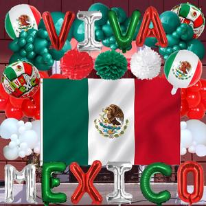 Mexican Independence Day Party Decorations,108PCS Mexican Theme Party Decor With Mexican Flag,VIVA MEXICO Balloons,16 De Septiembre Mexico Decorations