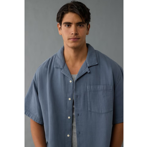 American Eagle Blue Poolside Button Up Shirt XXXL