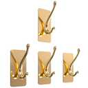 Luxury Adehesive Towel Hooks for Wall, Heavy Duty Coat Hook for Hanging Jacket,Towel, Robe, Loofah, in Kitchen, Bathroom (4,Gold)