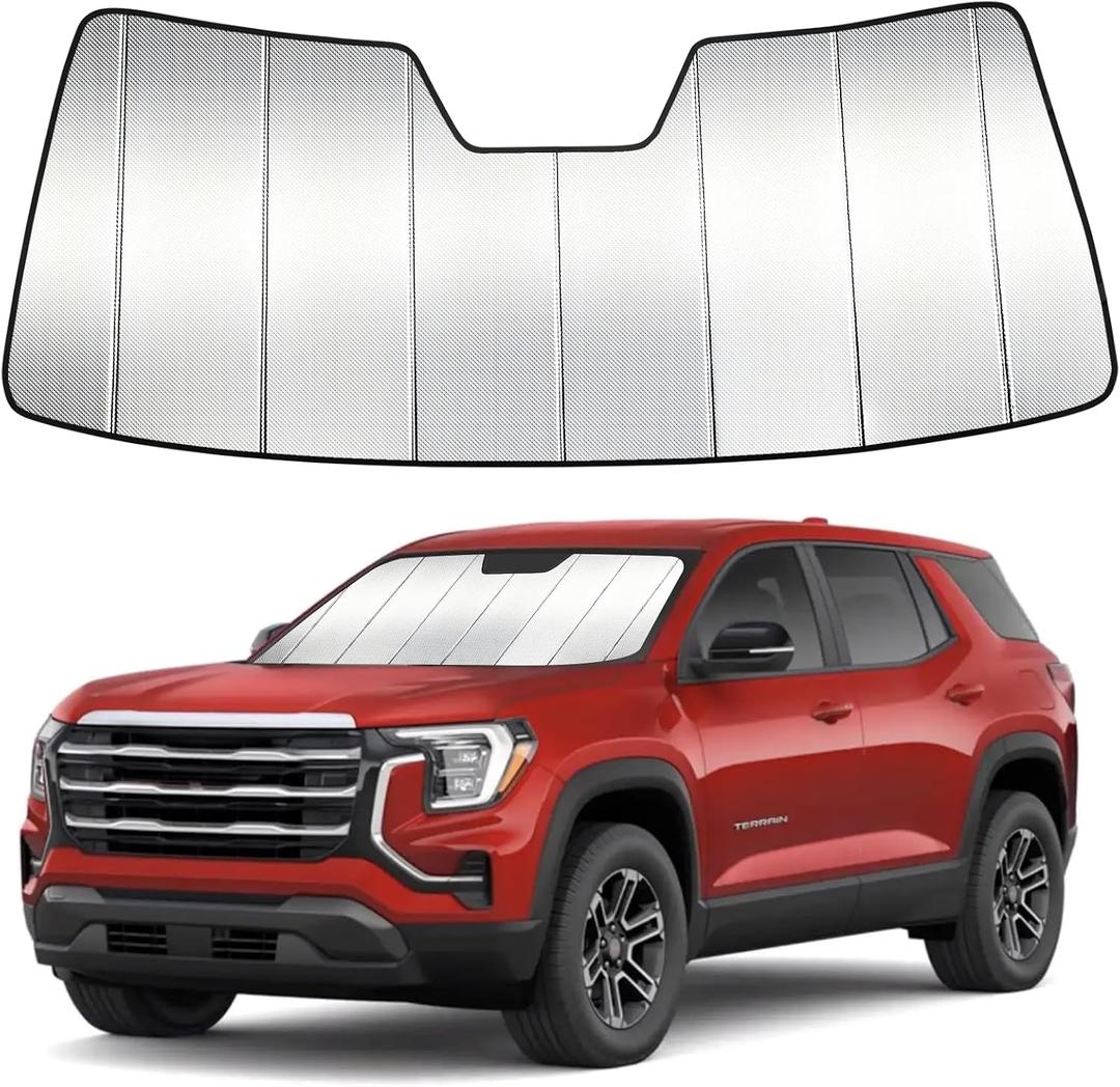 Windshield Sun Shade Custom Fit for GMC Terrain 2018-2025, Accordion Folding Thick Window Sunshade Block Heat 99% UV Rays Sun Visor Keep Cooler Car Accessories