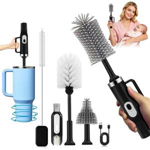 5-in-1 Long Handle Electric Water Bottle Brush, Straw Cleaner Brushes with Removable Brush Head, Water Bottle Brush, Bottle Brush,for Stanley Cups, Baby Bottles, Pacifiers