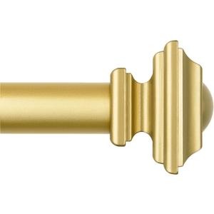 KAMANINA Antique Gold Curtain Rods for Windows 48 to 84 Inches, 1 Inch Curtain Rod 32 to 86 inch(2.6-7.1ft), Single Drapery Rods with Square Finials