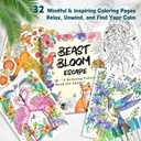 2 x Adult Coloring Book Set with 36 Markers, Spiral Bound Floral & Animal Designs, Relaxing Creative Coloring Book for Adults, Mothers Day Gifts