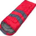 MalloMe Sleeping Bags for Adults Cold Weather & Warm - Backpacking Camping Sleeping Bag for Kids 10-12, Girls, Boys - Lightweight Compact Camping Essentials Gear Accessories Hiking Sleep Must Haves, Ruby Red