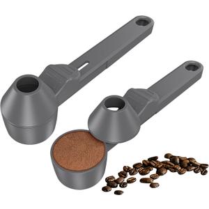 Coffee Scoop & Funnel for Reusable K Cup Refillable Coffee Pods, Coffee Measuring Spoon 2 Tablespoon Capacity, Scoop with Funnel for Ground Coffee, Protein Powder, Tea (Grey, 2 Pack) (Gray)