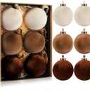 HyDren 6 Pcs Velvet Christmas Ball Ornaments 4 Inches Large Flocked Christmas Tree Hanging Ornaments Shatterproof Xmas Bulbs for Home Xmas Tree Party Decor(Beige, Light Brown, Dark Brown)