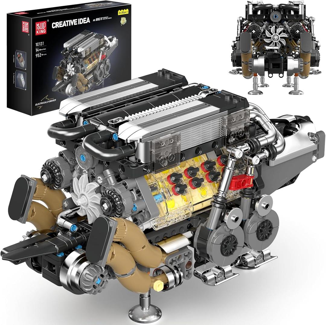 Mould King W16 Engine Toys Building Sets, Model Engine Kit for Adults, V8 Mini Engine Scale Model with Motor, 10131 STEM DIY Building Kits That Works, Blocks for Adults Aged 14+(952 Pieces)