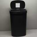 BestOffice Trash Can Broken-Resistant Plastic Touch Free High-Capacity Garbage Can with Lid for Bedroom Bathroom Home Office 49 Liter 13 Gallon Trash Can Automatic Kitchen Trash Can (Black)