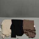 Riyiper 3 Pack Women's Long Sleeve Shirts Ribbed Cotton Boat Neck Tops Lettuce Trim Underscrub Slim Fit Casual Basic Tees(Black, Brown, Beige, Medium)