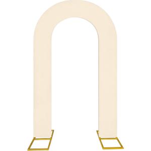 Hahafelt 8 feet Open Arch Backdrop Cover Beige Spandex Fitted Round Top Wedding Arches U-Shaped Fabric Arch Covers for Outdoor or Indoor Party Reception Home Photography Decorations