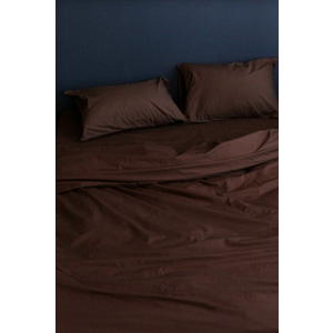 Cotton Bedding Set of 5 Pieces in Dark Brown. Flat Sheet, Fitted Sheet, Duvet Cover + 2 Pillowcases. Twin Full Queen AU EU Custom Bed Linen