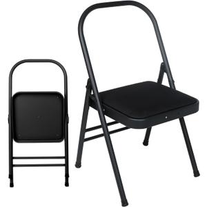 INNOLIFE Black Foldable Backless Yoga Auxiliary Chair for Abs & Core, Flexibility & Strength Training, and Back Pain Relief, 18 inches x 17 inches x 30 inches