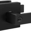 1 Pack Interior Door Handle, Black Door Knobs, Bedroom Door Knobs with Lock, Keyed Entry Door Handle, Different Keys, Lever Door Handle, Reversible for Left/Right Handed Doors