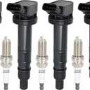 ECCPP 4 ignition coils with 4 iridium Spark Plugs,UF495,coils packs,for Toyota,for 4Runner 2003-2009,Tundra 2005-2011,4.0L,UF495 C1426 90919T2006