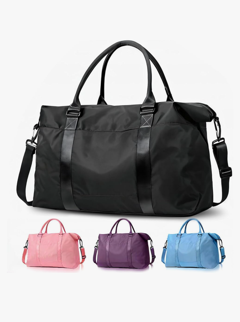 AWS Travel Duffel Bag, Water Resistant Weekender Bag Carry On Bags for Women, Sport Gym Bags for Men, Hospital Bag for Labor and Delivery, Overnight Bag Luggage Bag with Trolley Sleeve, 30L Black