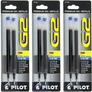 Pilot G2, Dr. Grip Gel/Ltd, ExecuGel G6, Q7 Rollerball Gel Ink Pen Refills Blue .7 mm 3 Pack