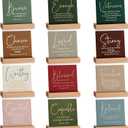 12 Pcs Christian Father's Day Desk Decor Bible Verse Plaque Religious Ceramic Table Sign with Wooden Stand Inspirational Faith Scripture Gift for Graduation Women Office Church Baptism (Warm Color)