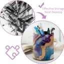 Leather Pen Holder for Desk, Marbled Texture Pencil Organizer Makeup Brush Cup Holders Pen Storage for Office Home